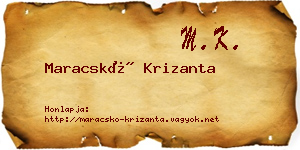 Maracskó Krizanta névjegykártya